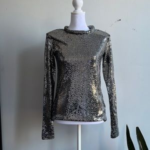 Sequin long sleeve with shoulder pads